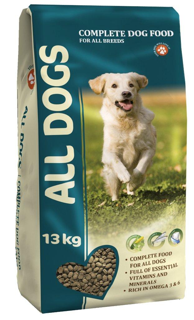 Корм сухой полнорационный для взрослых собак ALL DOGS 13 кг6738 Корм сухой полнорационный для взрослых собак ALL DOGS 13 кг6738Гарантируемые показатели. сырой протеин - 22 % сырой жир - 10 % сырая клетчатка - 4 % сырая зола – 8 % кальций – 1,4 % фосфор – 1,1 % Энергетическая ценность- 327 ккал/100 г. Перечень компонентов, входящих в рецептуру. злаки, мясо и продукты животного происхождения, овощи, масла и жиры, рыба и рыбные субпродукты (источник Омега-3 и Омега-6 жирных кислот), минеральные вещества и витамины.