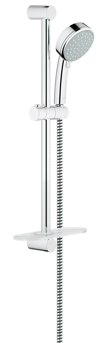 Душевой гарнитур с полочкой GROHE Tempesta Cosmopolitan (ручной душ, штанга 600 мм, шланг 1750 мм) (27928001)27928001 Душевой гарнитур с полочкой GROHE Tempesta Cosmopolitan (ручной душ, штанга 600 мм, шланг 1750 мм) (27928001)27928001состоит из ручной душ (27 571 001) душевая штанга, 600 мм (27 521 000) душевой шланг Relexaflex 1750 мм 1/2 x 1/2 (28 154 000) Полочка GROHE EasyReach™ (27 596 000) GROHE DreamSpray® превосходный поток воды GROHE StarLight® хромированная поверхность с системой SpeedClean против известковых отложений Внутренний охлаждающий канал для продолжительного срока службы может использоваться с проточным водонагревателем минимальное давление 1,0 бар