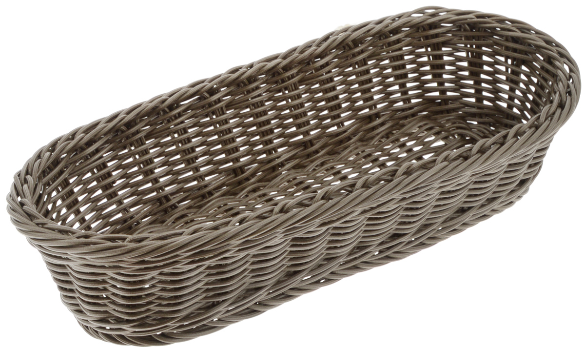Корзинка Tescoma Flair, цвет: коричневый, 36 x 16,5 х 9 см665038_коричневый Корзинка Tescoma Flair, цвет: коричневый, 36 x 16,5 х 9 см665038_коричневыйПлетеная корзинка Tescoma Flair изготовлена из устойчивого к воздействию окружающей среды искусственного волокна. Идеально подходит для хранения выпечки, конфет, фруктов, косметики, рукоделия и оформления подарков. Она не требует тщательного ухода, не впитывает запахи, не боится воды и не разрушается от перепада температур. Корзинка Tescoma Flair отлично впишется в интерьер вашего дома. Можно мыть в посудомоечной машине.
