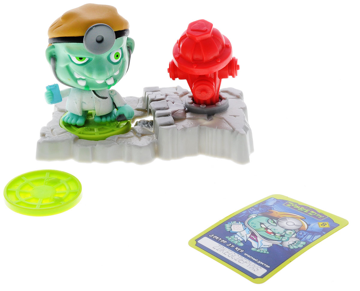 Zombie Zity Игровой набор Ловушка для зомби Доктор Ди Кей и Пожарный гидрант4382859_Ди Кей Zombie Zity Игровой набор Ловушка для зомби Доктор Ди Кей и Пожарный гидрант4382859_Ди КейИгровой набор Zombie Zity Ловушка для зомби. Доктор Ди Кей и Пожарный гидрант включает фигурку зомби, канализационный люк с пожарным гидрантом, а также информационную карточку и брошюру. Ловушка представляет собой платформу, имитированную под часть дороги, на которой установлен красный пожарный кран. В специальное углубление платформы положите крышку люка, установите на нее фигурку зомби и нажмите на пожарный кран - крышка люка сдвинется, а зомби упадет. Негодяй Мэр превратил всех жителей Зомби Сити в неуклюжих, дурно пахнущих зомби, чтобы взять город под свой контроль. Но механик Дэн Дизель раскусил его коварный план и собрал собственную команду зомби для борьбы со злобным мэром.