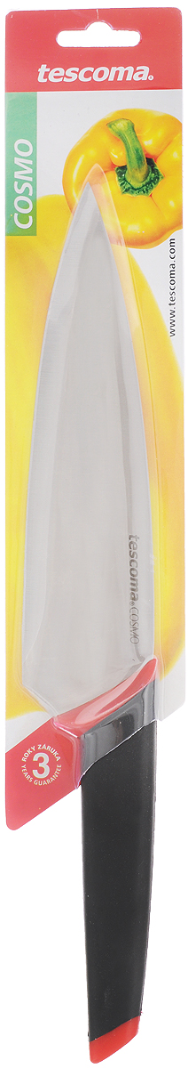 Нож кулинарный Tescoma Cosmo, цвет: красный, черный, длина лезвия 20 см863515_красный Нож кулинарный Tescoma Cosmo, цвет: красный, черный, длина лезвия 20 см863515_красныйКулинарный нож Tescoma Cosmo выполнен из высококачественной нержавеющей стали и дополнен эргономичной ручкой из пластика с резиновой вставкой, что обеспечивает более удобное использование изделия. Нож с длинным широким клинком обеспечивает комфортную работу и быструю нарезку. Такой нож займет достойное место среди аксессуаров на вашей кухне. Длина ножа: 32,5 см. Длина лезвия: 20 см.