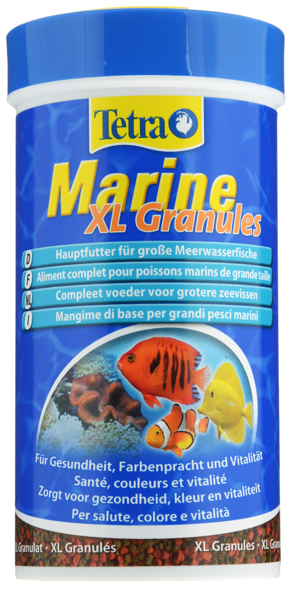 Корм Tetra Marine. XL Granules для любых морских рыб, крупные гранулы, 250 мл (110 г)176300 Корм Tetra Marine. XL Granules для любых морских рыб, крупные гранулы, 250 мл (110 г)176300Корм Tetra Marine. XL Granules - полноценный основной корм для мелких и крупных морских рыб в виде крупных гранул. Идеально сбалансированные компоненты (фукус, водоросли спирулины, высококачественные рыбные жиры и морские креветки) гарантируют полноценное и здоровое питание. Стандартные и крупные гранулы (XL) являются идеальным кормом для рыб средних и больших размеров. Рекомендации по кормлению: кормить несколько раз в день маленькими порциями. Состав: рыба и побочные рыбные продукты, растительные продукты, экстракты растительного белка, дрожжи, зерновые культуры, масла и жиры, водоросли, минеральные вещества. Пищевая ценность: сырой белок - 44%, сырые масла и жиры - 11%, сырая клетчатка - 2%, влага - 8%. Добавки: витамины, провитамины и химические вещества с аналогичным воздействием. Товар сертифицирован.
