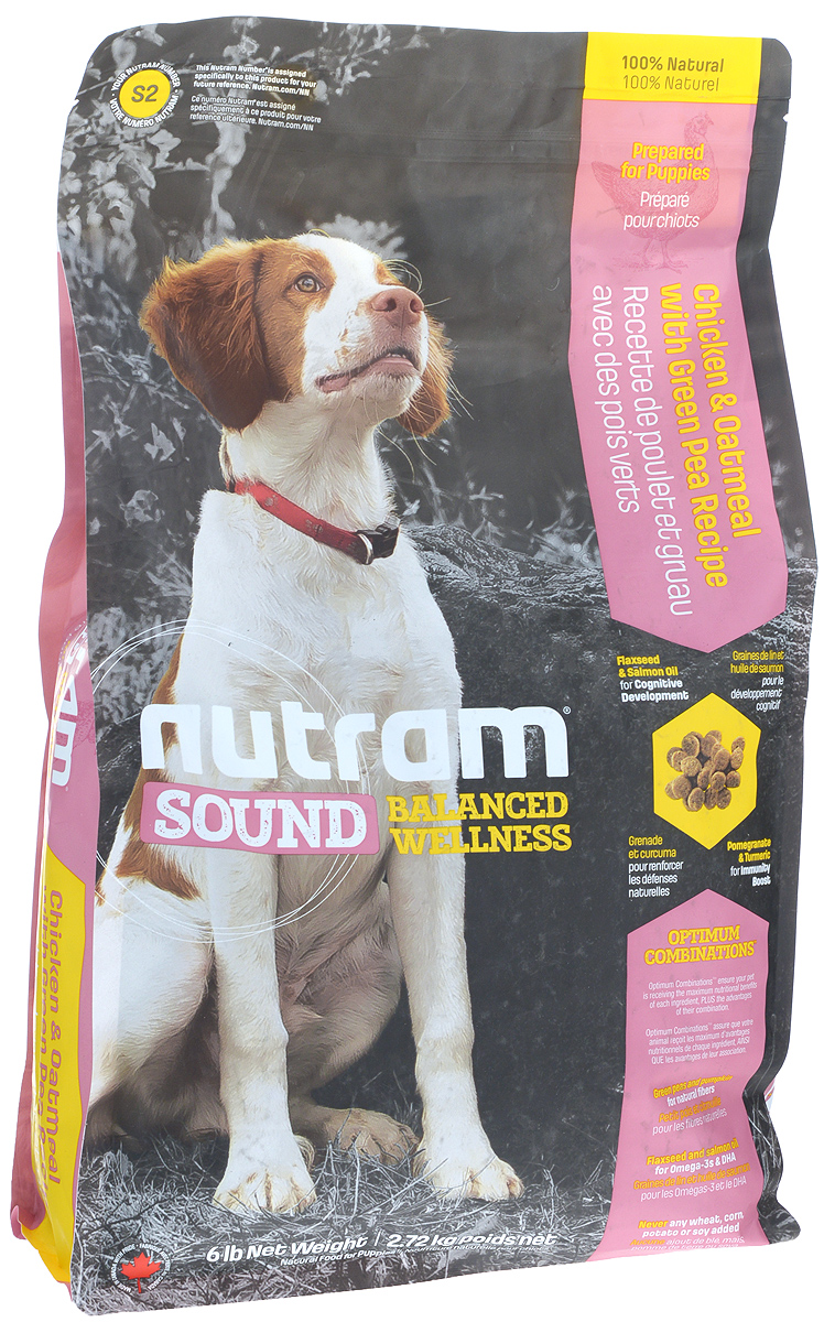 Корм сухой Nutram Sound Puppy для щенков, 2,72 кг83094 Корм сухой Nutram Sound Puppy для щенков, 2,72 кг83094Целостный, полезный, богатый питательными веществами корм Nutram Sound Puppy улучшает самочувствие и здоровье питомцев по принципу изнутри наружу. Подход Nutram к целостному питанию начинается со здорового развития. Семена льна и жир лососевых рыб - источники Омега-3 жирных кислот, поддерживают развитие мыслительных процессов у щенков. Смесь граната, богатого полифенолами, и куркумы, источника куркумина, позволяет системе Оптимальных Сочетаний снабжать питомцев антиоксидантами, которые помогают поддерживать иммунную систему. Вы можете быть уверены, щенок будет здоровым, а его питание будет вкусным и полезным. Содержит мясо курицы, овсяную муку и зеленый горошек Натуральная клетчатка тыквы помогает сделать переход от материнского молока к корму более легким Жир лососевых рыб и семена льна используются в качестве источника полиненасыщенных и Омега-3 жирных кислот Не содержит пшеницу, кукурузу, картофель или сою в любом виде. Состав: дегидрированное мясо...