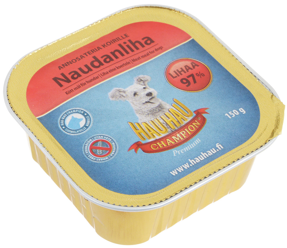 Консервы Hau-Hau Champion для собак, с говядиной, 150 г81203 Консервы Hau-Hau Champion для собак, с говядиной, 150 г81203Консервы Hau-Hau Champion - это полноценный корм для собак любого возраста. Не содержит сои, пшеницы, пищевых добавок и красителей. Благодаря большому содержанию мяса продукт легко усваивается. Консервы можно давать собаке отдельно, так как они содержат все необходимые питательные вещества, или же смешивать с сухим кормом, чтобы сделать его еще более вкусным. Состав: мясо и продукты животного происхождения 97% (20% говядина), кукуруза, витамины и минералы. Питательная ценность: влажность 80%, белок 9%, масла и жиры 6%, пепел 3%, клетчатка 0,5%. Витамины и минералы: витамин А 3000 МЕ, витамин D3 300 МЕ, цинк 16 мг, железо 6,5 мг, медь 0,1 мг. Товар сертифицирован.
