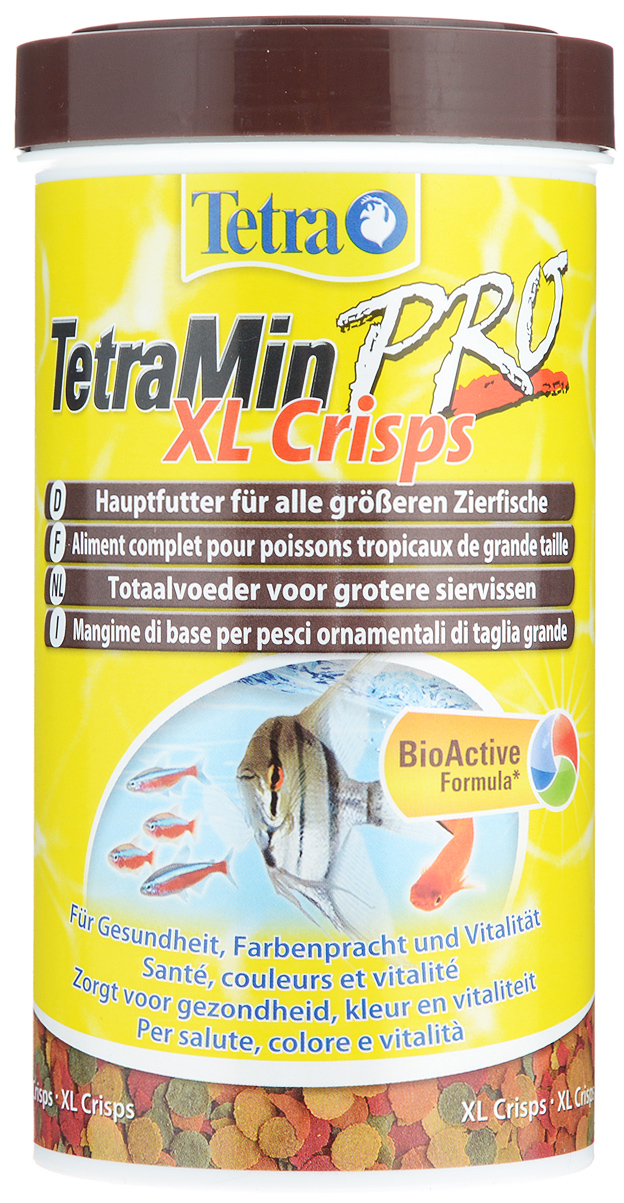 Корм Tetra TetraMin Pro. XL Crisps для всех видов тропических рыб, крупные чипсы, 500 мл (100 г)150959 Корм Tetra TetraMin Pro. XL Crisps для всех видов тропических рыб, крупные чипсы, 500 мл (100 г)150959Корм Tetra TetraMin Pro - основной корм для всех видов тропических декоративных рыб. Благодаря низкотемпературной технологии изготовления, корм очень питателен. При производстве сохраняются важные питательные вещества. Оптимальное сочетание жиров и протеинов позволяет эффективнее использовать питательные вещества и гарантирует лучшее усвоение корма. Запатентованная БиоАктив-формула поддерживает здоровую иммунную систему рыб. При регулярном кормлении TetraMin Pro сокращается концентрация нитратов, и улучшается качество воды. Кормить несколько раз в день небольшими порциями. Товар сертифицирован.