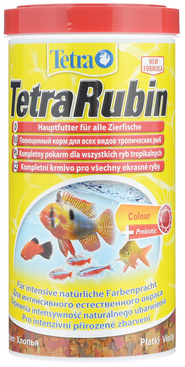 Корм Tetra TetraRubin для улучшения окраса всех видов тропических рыб, 1 л (200 г)204416 Корм Tetra TetraRubin для улучшения окраса всех видов тропических рыб, 1 л (200 г)204416Корм Tetra TetraRubin - биологически сбалансированный корм в виде хлопьев с натуральными добавками для усиления естественной окраски рыб. Высокое содержание усилителей естественного цвета и специальных ингредиентов обеспечивает красивый окрас для всех красных, оранжевых и желтых тропических рыб. Эффект усиления цвета заметен уже через две недели кормления. Корм содержит полноценный сбалансированный комплекс витаминов, питательных веществ и микроэлементов. Запатентованная БиоАктив-формула поддерживает работоспособность иммунной системы, обеспечивая высокую продолжительность жизни. Стабилизированный витамин С обеспечивает повышенную устойчивость организма рыбы к болезням, ускоряет рост и устраняет симптомы болезней, связанных с недоеданием. Кормить несколько раз в день небольшими порциями. Состав: рыба и побочные рыбные продукты, зерновые культуры, дрожжи, экстракты растительного белка, моллюски и раки, масла и жиры, сахар (олигофруктоза 0,9%),...