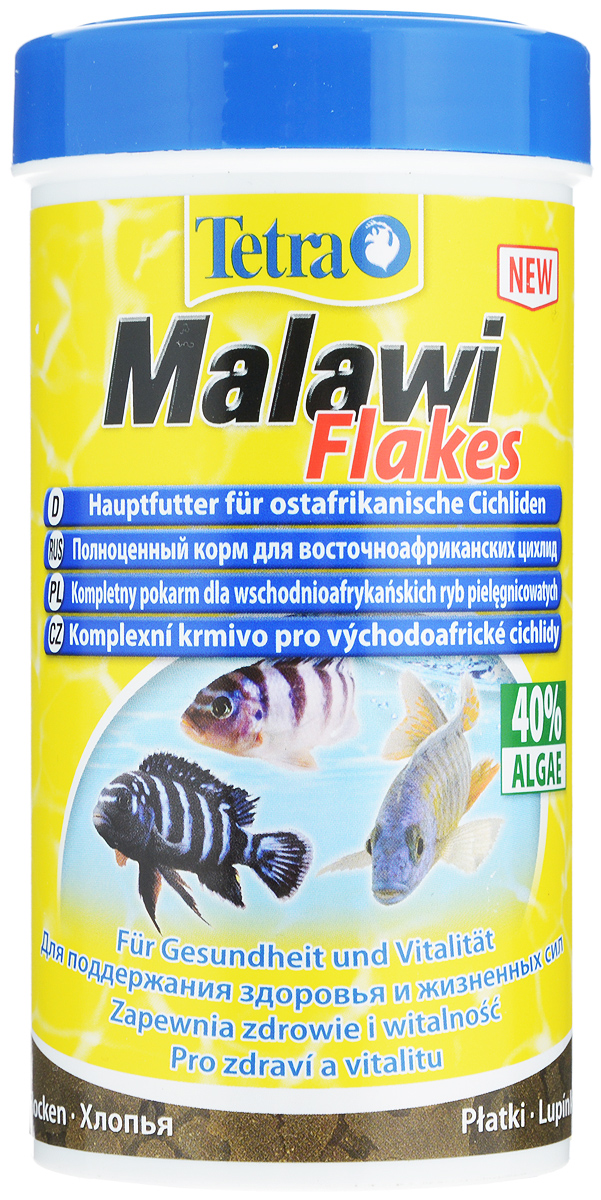 Корм для травоядных цихлид Tetra Malawi. Flakes, с водорослями, хлопья, 250 мл (93 г)255890 Корм для травоядных цихлид Tetra Malawi. Flakes, с водорослями, хлопья, 250 мл (93 г)255890Корм для травоядных цихлид Tetra Malawi. Flakes - высококачественный сбалансированный питательный корм, который предназначен для кормления всех травоядных цихлид, особенно малавийских цихлид группы мбуна. Выведенная учеными формула содержит специально сбалансированную смесь из водорослей, таких как спирулина (20%), нори (17%) и хлорелла (3%). Корм богат высококачественными протеинами и другими питательными веществами, позволяет удовлетворить пищевые потребности рыб, питающихся водорослями. Улучшает пищеварение и придает жизненные силы. Кормить несколько раз в день небольшими порциями. Состав: водоросли (спирулина 20%, нори 17%, хлорелла 3%), рыба и побочные рыбные продукты, зерновые культуры, моллюски и раки, экстракты растительного белка, масла и жиры, дрожжи. Аналитические компоненты: сырой белок 41%, сырые масла и жиры 6%, сырая клетчатка 2%, влага 8%. Добавки: витамины, провитамины и химические вещества с аналогичным воздействием:...