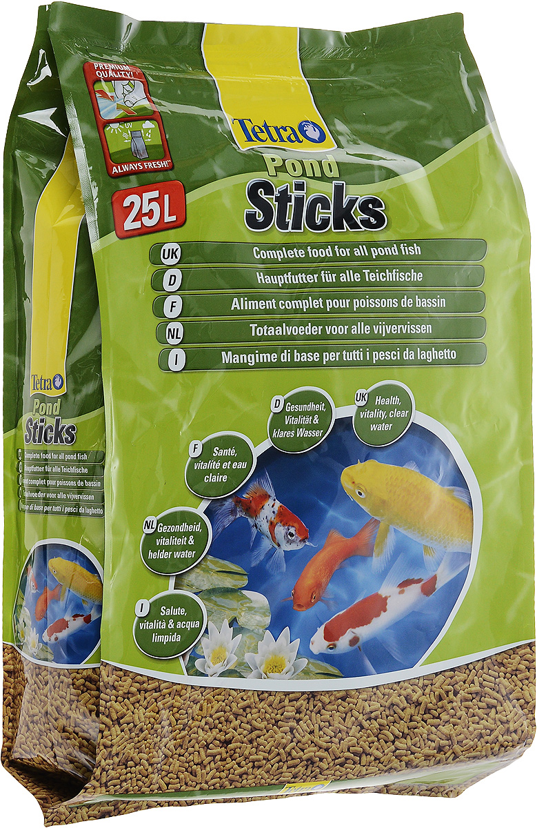 Корм сухой Tetra Pond. Sticks для прудовых рыб, палочки, 25 л (3 кг)129368 Корм сухой Tetra Pond. Sticks для прудовых рыб, палочки, 25 л (3 кг)129368Tetra Pond. Sticks - это основной корм для рыб, в виде плавающих на поверхности воды палочек, который содержит все необходимые питательные вещества, клетчатку, минералы, микроэлементы и витамины для полноценного и биологически сбалансированного питания. Запатентованная BioActive формула обеспечивает высокую устойчивость к заболеваниям, придает энергию и жизнеспособность. Особенности Tetra Pond. Sticks: уникальная рецептура и качество сырья предотвращают симптомы недостаточности связанные с питанием, легко усваиваемый корм благодаря высокой биологической ценности питательных веществ, высокая устойчивость к заболеваниям благодаря оптимизированной питательной формуле, улучшение качества воды за счет уменьшения количества добавленных фосфатов на 25 %, идеально подходит для ежедневного питания прудовых рыб. Рекомендации по кормлению: кормить не менее 2-3 раз в день в таком количестве, которое рыбы могут съесть в течение...