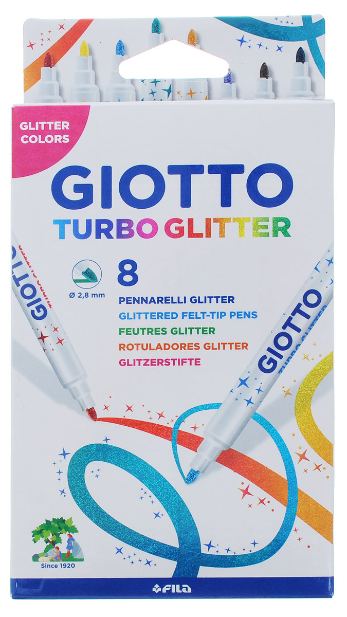 Giotto Набор фломастеров Turbo Glitter 8 цветов425800 Giotto Набор фломастеров Turbo Glitter 8 цветов425800Набор фломастеров Giotto Turbo Glitter - это 8 ярких насыщенных цветных фломастера с блестящими чернилами. Цвета: черный, коричневый, желтый, бирюзовый, красный, оранжевый, сиреневый, голубой. Наконечники фломастеров устойчивы к повышенному давлению и не разнашивается со временем. Каждый фломастер оснащен плотным колпачком, надежно защищающим чернила от высыхания. Чернила изготовлены на водной основе. Легко смываются с большинства типов тканей и рук. Фломастеры Turbo Glitter - идеальный инструмент для самовыражения и развития маленького художника!
