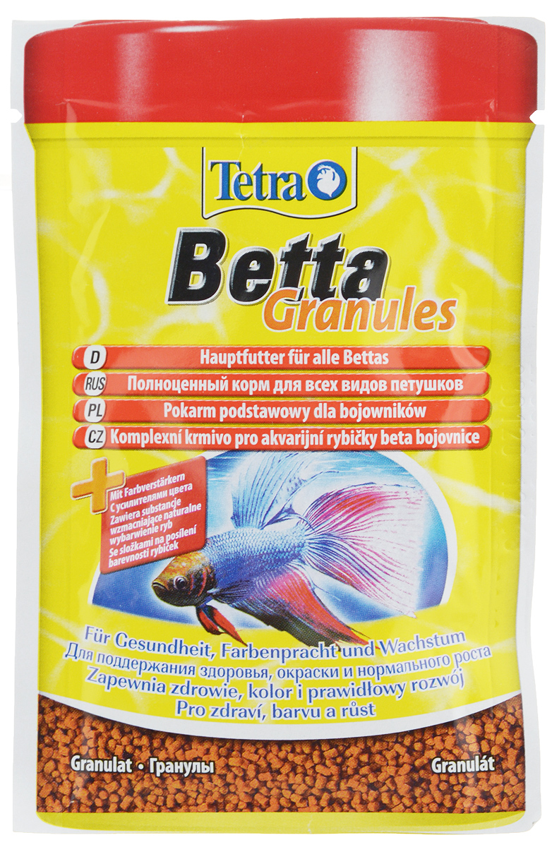 Корм для петушков Tetra Betta. Granules, гранулы, 5 г193680 Корм для петушков Tetra Betta. Granules, гранулы, 5 г193680Корм для петушков Tetra Betta. Granules – это питательный сбалансированный корм для всех видов петушков. Чрезвычайно аппетитные плавающие гранулы с натуральными усилителями цвета придадут вашим рыбкам красивую окраску. Корм обогащен витаминами и питательными веществами для укрепления иммунной системы. Рекомендации по кормлению: Кормить несколько раз в день маленькими порциями. Состав: зерновые культуры, экстракты растительного белка, рыба и побочные рыбные продукты, масла и жиры, дрожжи, моллюски и раки, минеральные вещества, водоросли. Аналитические компоненты: сырой белок - 43%, сырые масла и жиры - 10%, сырая клетчатка - 2%, содержание влаги - 8%. Товар сертифицирован.