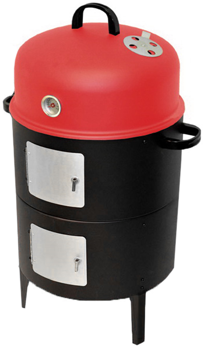 Коптильня 3в1 Smoker, 2 яруса. 4358A2239850000 Коптильня 3в1 Smoker, 2 яруса. 4358A2239850000Коптильня Smoker предназначена для самостоятельного копчения мяса, рыбы и других продуктов на открытом воздухе. К тому же благодаря эргономичному дизайну вы можете использовать ее в качестве жаровни, сняв верхнюю крышку с датчиком температуры, или гриля, оставив только нижний ярус с решёткой. Корпус коптильни изготовлен из окрашенной эмалированной стали. Внутри она имеет два вместительных яруса. Продукты для копчения размещаются на двух металлических решетках, а также могут подвешиваться на крюках. Для более удобного использования круглые решетки имеют специальные ручки. Обтекаемая форма внутренней камеры способствует равномерному и качественному приготовлению пищи. Также коптильня снабжена датчиком температуры с детальным масштабом, с помощью которого можно отслеживать динамику нагрева. Подачу воздуха можно регулировать. В комплект входят две эмалированные миски, крюки. Коптильня Smoker станет прекрасным подарком для любителей пикников, рыбалки и...