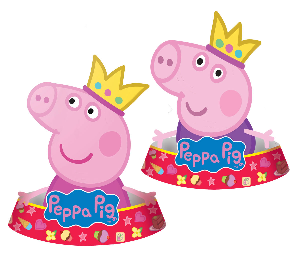 Peppa Pig Колпак фигурный Пеппа-принцесса 6 шт28 Peppa Pig Колпак фигурный Пеппа-принцесса 6 шт28Яркие колпачки Пеппа-принцесса в виде Свинки Пеппы приведут в восторг любого ребенка! В наборе 6 фигурных бумажных колпаков: 3 - в виде Пеппы, 3 - в виде Джорджа. Также из данной серии вы можете выбрать стаканы, тарелки, язычки, дудочки, подарочный набор посуды, приглашение в конверте, скатерть, маски, тиары, гирлянду и другие товары.