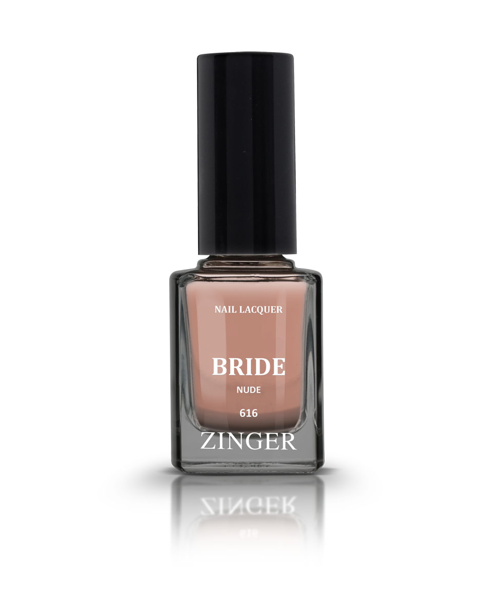 Zinger Лак для ногтей BRIDE NUDE 616, 12 мл78219 Zinger Лак для ногтей BRIDE NUDE 616, 12 мл7821960 трендовых оттенков для новой коллекции лака для ногтей Zinger 2016 произведены во Франции по экспертной технологии, которая обеспечивает прочное покрытие и одновременно заботится о здоровье ногтей, сохраняя их природную красоту. Новая формула лака Gel-technology 3-го поколения свободна от парабенов, толуола, ДБП, исключено использование камфоры и формальдегидной смолы. Для дополнительной защиты ногтей, в новой 5free формуле лаков Zinger появились UV-фильтры. Лак теперь наносится легко и быстро, абсолютно ровным слоем, благодаря новой профессиональной кисточке из 222 волосков. Лак держится намного дольше и высыхает после нанесения в течение нескольких минут. Сырье для производства лаков и конечный продукт –лаки Zinger не тестируются на животных. Фактура глянцевая