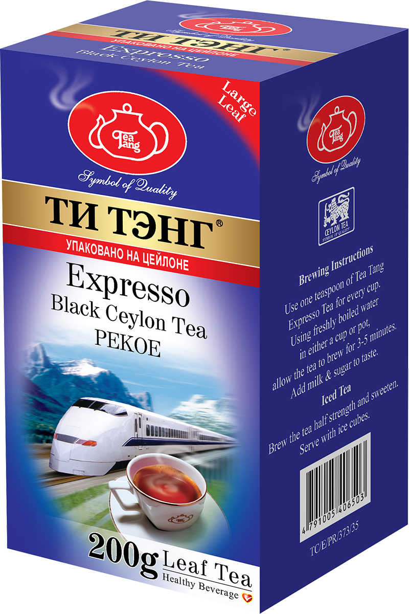 Tea Tang Эспрессо черный листовой чай, 200 г406503 Tea Tang Эспрессо черный листовой чай, 200 г406503Tea Tang Эспрессо - впервые созданный черный чай, который может полностью заменить кофе. Этот уникальный сорт быстро заваривается, обладает крепким тонизирующим вкусом и особенно насыщенным ароматом. Чашка чая Экспрессо с утра зарядит бодростью и в путешествии будет наполнять вас силами и энергией.