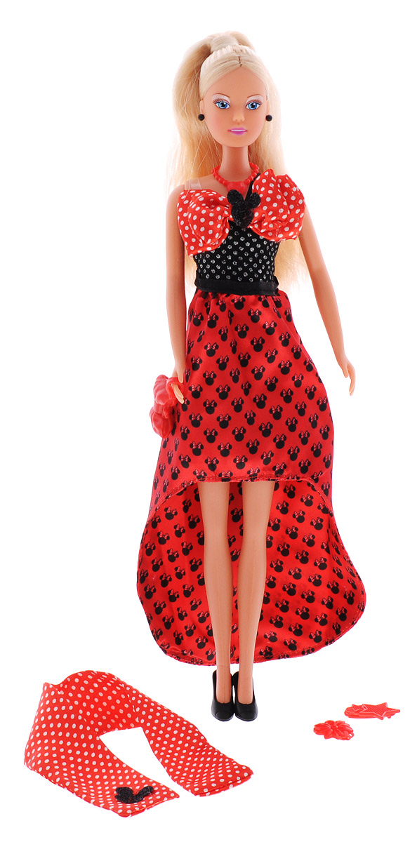 Simba Кукла Штеффи Minnie Mouse Evening Dress цвет платья красный5745874_платье красное Simba Кукла Штеффи Minnie Mouse Evening Dress цвет платья красный5745874_платье красноеКукла Simba Штеффи надолго займет внимание вашей малышки и подарит ей множество счастливых мгновений. Кукла изготовлена из пластика, ее голова, ручки и ножки подвижны, что позволяет придавать ей разнообразные позы. В комплект входят 2 заколки для куклы и сумочка-клатч. Наряд Штеффи выполнен в стиле знаменитой героини Диснея Минни Маус. Куколка одета в элегантное вечернее платье, украшенное бантом. Наряд дополняют стильное красное колье и черные сережки. Чудесные длинные волосы куклы можно расчесывать и создавать из них всевозможные прически, плести косички, жгутики и хвостики. Благодаря играм с куклой, ваша малышка сможет развить фантазию и любознательность, овладеть навыками общения и научиться ответственности, а дополнительные аксессуары сделают игру еще увлекательнее. Порадуйте свою принцессу таким прекрасным подарком!
