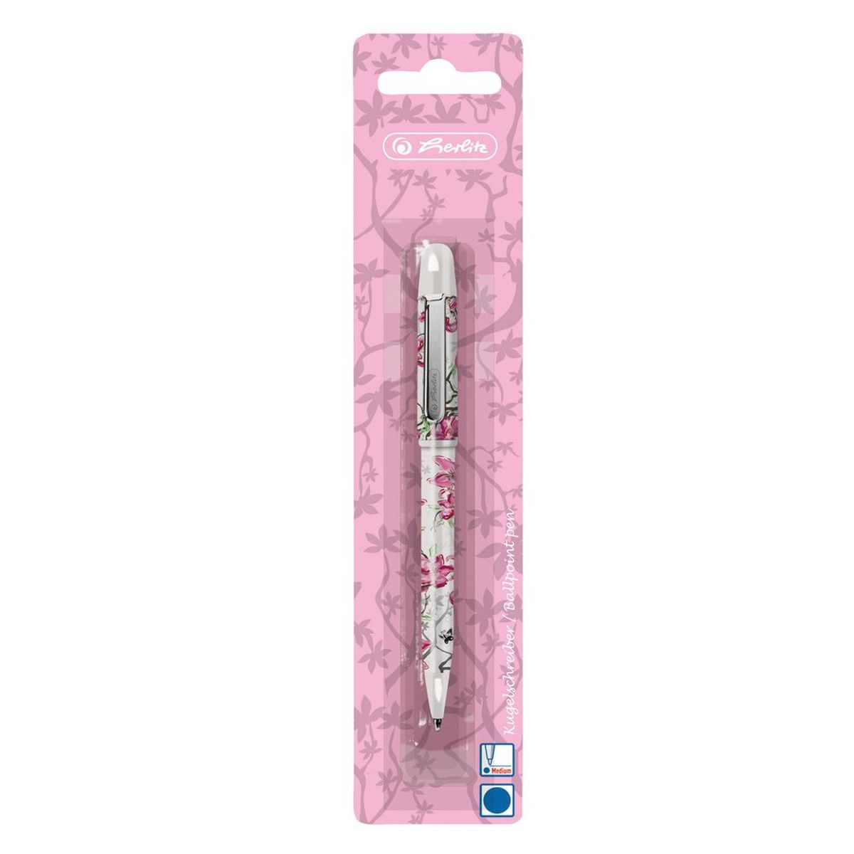 Herlitz Ручка шариковая Ladylike Bloom цвет чернил синий11368198 Herlitz Ручка шариковая Ladylike Bloom цвет чернил синий11368198Шариковая ручка Herlitz из дизайнерской серии Ladylike. Благодаря мягко изогнутым линиям, нежным пастельным тонам и актуальному цветочному дизайну - удовольствие при письме гарантировано. Корпус изготовлен из прочного пластика. Цвет чернил - синие.
