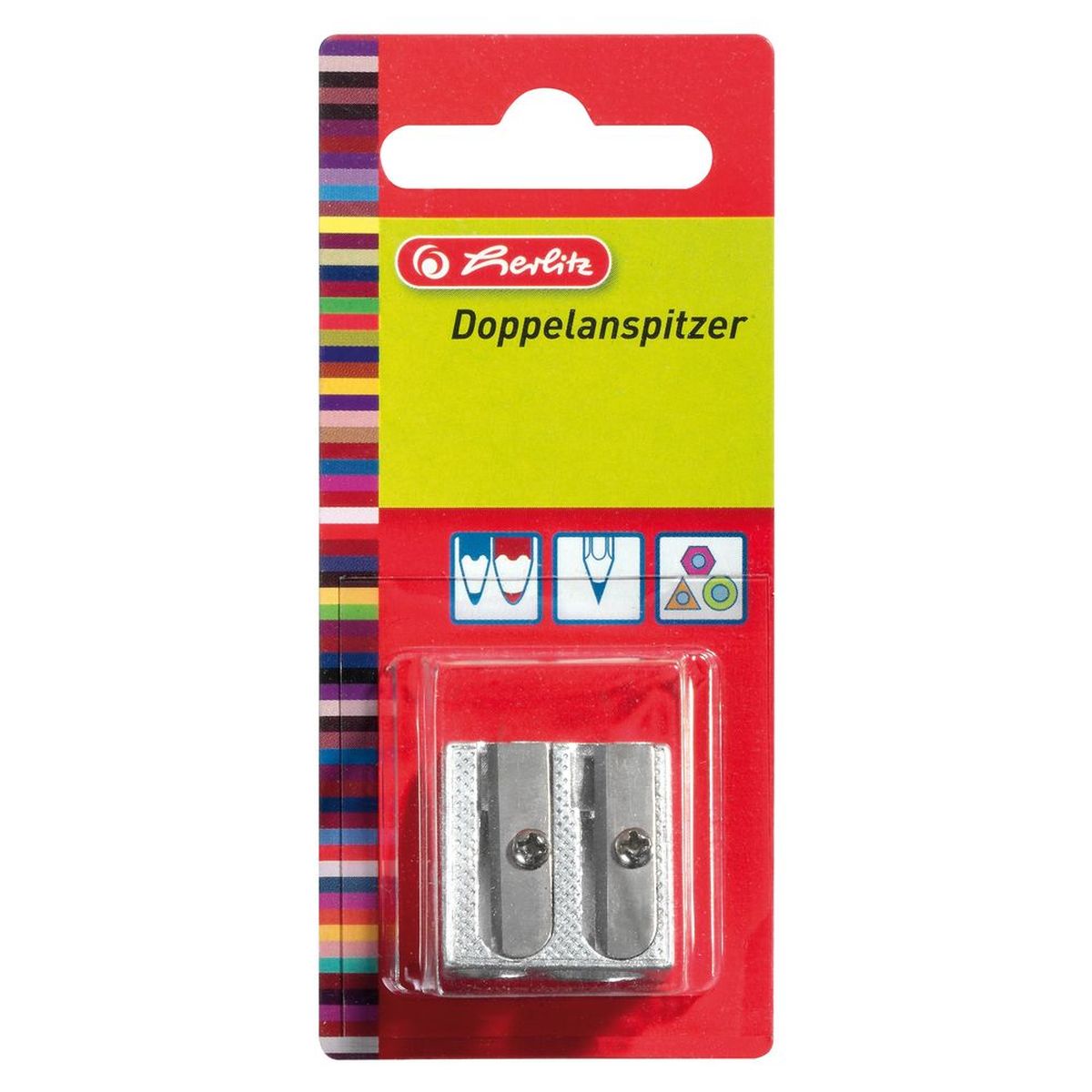 Herlitz Точилка с двумя отверстиями8680324 Herlitz Точилка с двумя отверстиями8680324Точилка Herlitz с металлическим корпусом предназначена для затачивания карандашей. Точилка имеет два отверстия для карандашей различных диаметров 8 мм и 11 мм. Острое стальное лезвие обеспечивает качественную и точную заточку. Карандаш затачивается легко и аккуратно. Точилка Herlitz с двумя отверстиями пригодится любому школьнику или студенту.
