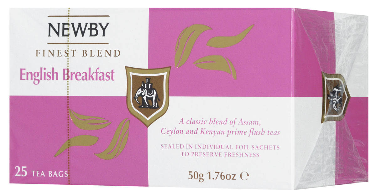 Newby English Breakfast черный чай в пакетиках, 25 шт310050 Newby English Breakfast черный чай в пакетиках, 25 шт310050Newby English Breakfast - традиционный купаж черных сортов чая из Ассама, Цейлона и Кении. Чашка насыщенного янтарного цвета и богатого вкуса с цитрусовыми нотками и пряным послевкусием идеальна для начала дня.