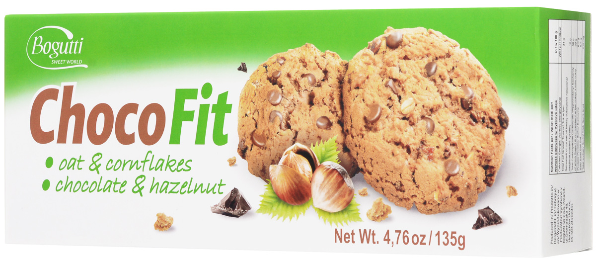 Bogutti Choco Fit печенье с шоколадной и ореховой крошкой, 135 г13944 Bogutti Choco Fit печенье с шоколадной и ореховой крошкой, 135 г13944Bogutti Choco Fit - высококачественное сдобное печенье с шоколадной крошкой и крошкой дробленого ореха, приготовленное по лучшим итальянским технологиям, из тщательно отобранного сырья. Качество всех изделий отвечает высоким международным требованиям BRC, IFS, выпечка выглядит аппетитно и привлекательно. Идеально для людей ведущих активный образ жизни и занимающихся фитнесом.