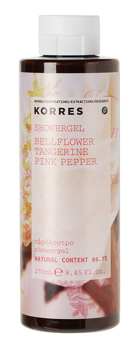 Korres Гель для душа Колокольчик, мандарин, розовый перец, 250 мл5203069057540 Korres Гель для душа Колокольчик, мандарин, розовый перец, 250 мл5203069057540Увлажняющий парфюмированный гель для душа идеален для ежедневного использования. В основе формулы протеины пшеницы, которые образуют на коже защитную пленку, поддерживающую нормальный уровень увлажнения.