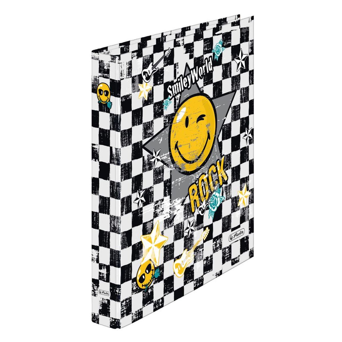 Herlitz Папка на 2 кольцах Rock11368941 Herlitz Папка на 2 кольцах Rock11368941Практичная папка на двух кольцах Herlitz Rock предназначена для хранения больших объемов документов. Обложка выполнена из ламинированного картона. Папка оснащена прочным зажимом улучшенного высокого качества с увеличенной прижимной силой. Папка с кольцами значительно облегчает делопроизводство. Яркий дизайн, дополненный подмигивающим смайлом, позволит ей стать достойным аксессуаром среди ваших канцелярских принадлежностей, и дарить хорошее настроение.