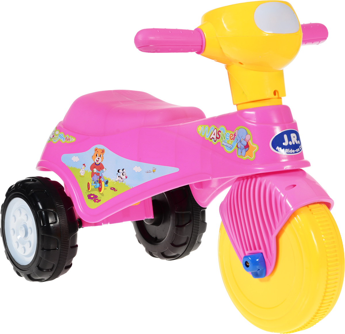 J.R. TOYS Каталка детская Трицикл цвет розовыйJR-911AP J.R. TOYS Каталка детская Трицикл цвет розовыйJR-911APЯркая каталка детская J.R. TOYS Трицикл - настоящая находка для вашей малышки. Выполненная из безопасного пластика розового цвета, устойчивая и прочная каталка будет отличным средством передвижения вашего ребенка. Ребенок сможет с легкостью преодолевать любые препятствия на своем пути. Для того чтобы покататься, малышке достаточно просто сесть на сиденье и, отталкиваясь ногами, катиться вперед. Каталка детская J.R. TOYS Трицикл улучшает координацию движений ребенка, баланс и моторику. На этой замечательной каталке ваша дочка будет чувствовать себя комфортно и безопасно, а прогулки станут веселее и интереснее.