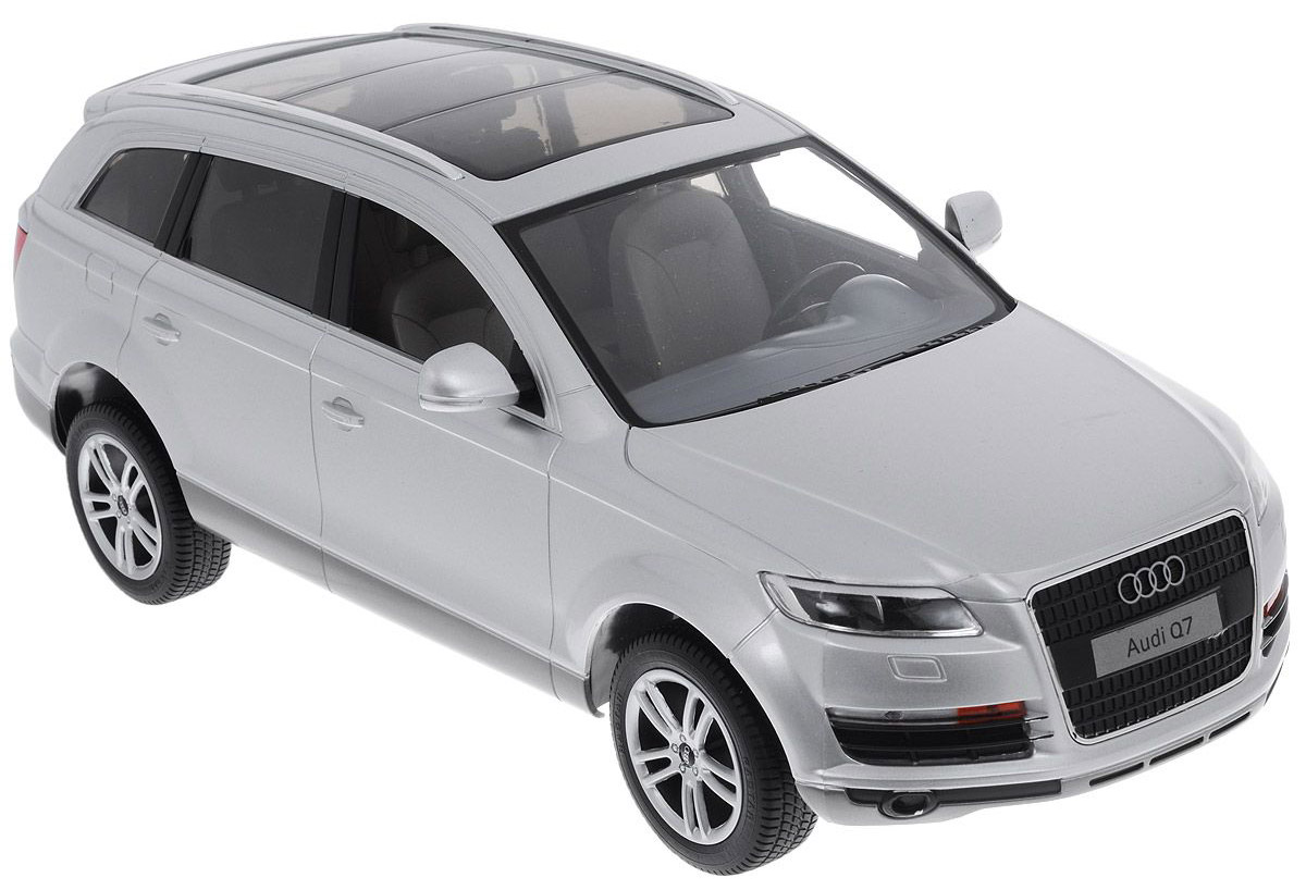 Rastar Радиоуправляемая модель Audi Q7 цвет серебристый масштаб 1:1427400 Rastar Радиоуправляемая модель Audi Q7 цвет серебристый масштаб 1:1427400Автомобиль радиоуправляемый Особенности: Движение во всех направлениях Независимая система подвески Узнаваемый стиль с шаблонным корпусом