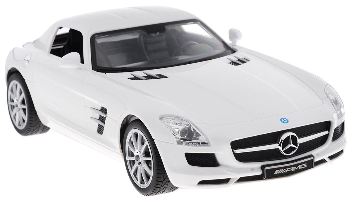 TopGear Радиоуправляемая модель Mercedes-Benz SLS AMG цвет белыйТ56691_белый TopGear Радиоуправляемая модель Mercedes-Benz SLS AMG цвет белыйТ56691_белыйВсе мальчишки любят мощные крутые тачки! Особенно если это дорогие машины известной марки, которые, проезжая по улице, обращают на себя восторженные взгляды пешеходов. Радиоуправляемая модель TopGear Mercedes-Benz SLS - это детальная копия существующего автомобиля в масштабе 1:14. Машинка изготовлена из прочного легкого пластика; колеса прорезинены. При движении передние и задние фары машины светятся. При помощи пульта управления автомобиль может перемещаться вперед, дает задний ход, поворачивает влево и вправо, останавливается. Встроенные амортизаторы обеспечивают комфортное движение. В комплект входят машинка, пульт управления, зарядное устройство (время зарядки составляет 4-5 часов), аккумулятор и 2 батарейки. Автомобиль отличается потрясающей маневренностью и динамикой. Ваш ребенок часами будет играть с моделью, устраивая захватывающие гонки. Машина работает от аккумулятора 500 mAh напряжением 6V (входит в комплект). Пульт управления работает...