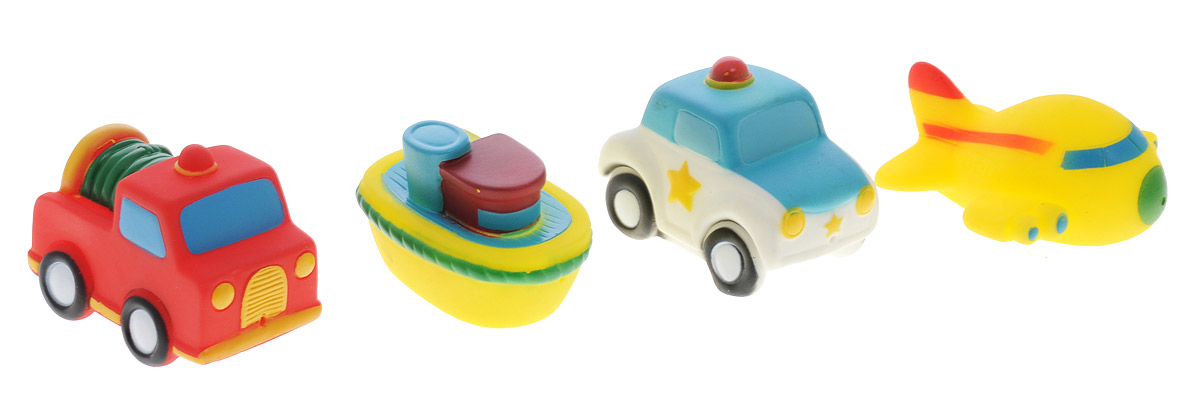 Alex Toys Набор игрушек для ванной Транспорт 4 шт700TN Alex Toys Набор игрушек для ванной Транспорт 4 шт700TNЯркий набор игрушек для ванной Alex Toys Транспорт привлечет внимание вашего ребенка и сделает купание во много раз интереснее. Набор состоит из четырех забавных игрушек - самолетика, парохода, пожарной машинки и полицейской машинки. Если сначала набрать воду в игрушки, а потом нажать на них, то из них брызнет тонкая струя воды, что развеселит вашего малыша. Набор доставит ребенку большое удовольствие и поможет преодолеть страх перед купанием.