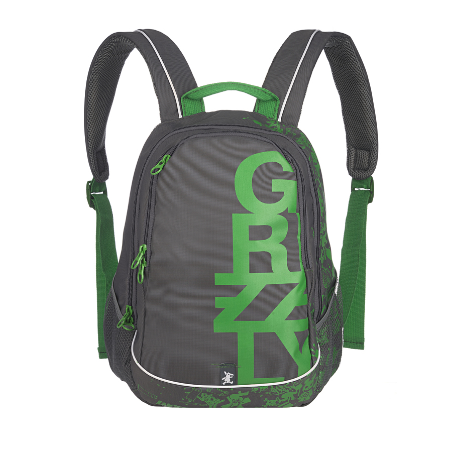 Рюкзак городской Grizzly, цвет: серый, зеленый, 18 л. RU-400-1/1RU-400-1/1 Рюкзак городской Grizzly, цвет: серый, зеленый, 18 л. RU-400-1/1RU-400-1/1Рюкзак молодежный, два отделения, карман на молнии на передней стенке, боковые карманы из сетки, внутренний карман на молнии, внутренний карман-пенал для карандашей, внутренний подвесной карман на молнии, жесткая анатомическая спинка, дополнительная ручка-петля, укрепленные лямки