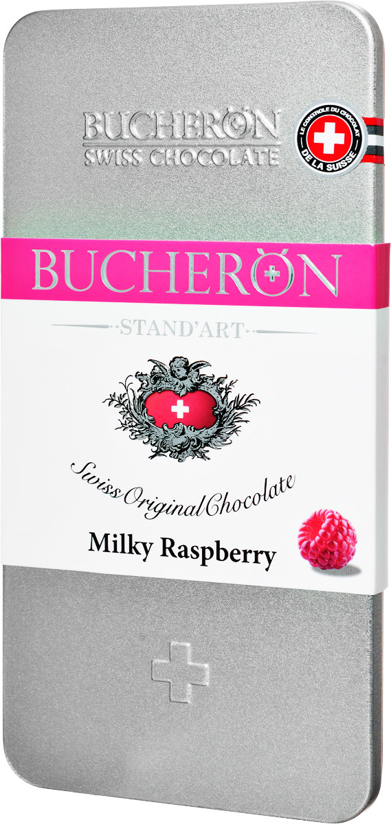Bucheron Молочный шоколад с кусочками малины, 100 г14 1550 Bucheron Молочный шоколад с кусочками малины, 100 г14 1550Молочный шоколад Bucheron с кусочками малины изготовлен из отборных какао-бобов Criollo из района Берега Слоновой Кости. Шоколад Бушерон покорит вас своим мягким сливочным вкусом и насыщенным душистым ароматом лесной малины, которая открывает палитру цветочных оттенков, переходящих из аромата во вкус.