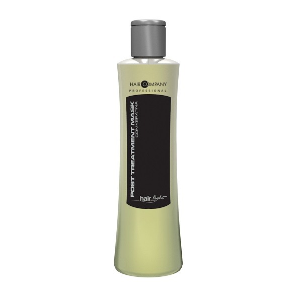 Hair Company Маска восстанавливающая для волос Hair Light Post Treatment Mask 250 мл251765/LB11408 RUS Hair Company Маска восстанавливающая для волос Hair Light Post Treatment Mask 250 мл251765/LB11408 RUSВосстанавливающая маска Hair Company Hair Light Post Treatment Mask с кератиновыми протеинами, придает эластичность волосам, делая их мягкими и питая естественными аминокислотами, содержащимися в молекулярной структуре волос. Выравнивает уровень рН, сглаживает чешуйки, избегая преждевременного смывания пигмента после химической завивки, выпрямления и окрашивания, помогает волосам восстановить необходимый водный баланс. Способ применения: Нанести на вымытые шампунем Post Тгеаtmепt и подсушенные волосы. Оставить на 3-5 минут и смыть водой.