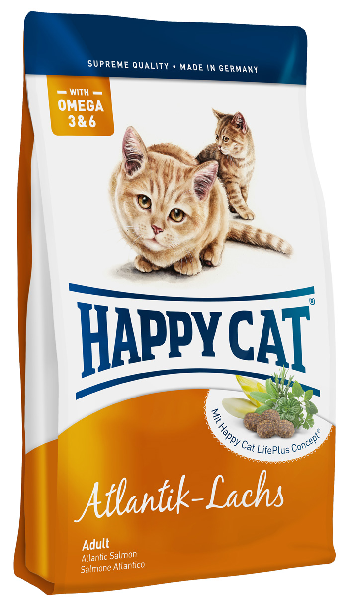 Happy Cat Adult Атлантический лосось, для взрослых кошек с чувствительным пищеварением, 4 кг70033 Happy Cat Adult Атлантический лосось, для взрослых кошек с чувствительным пищеварением, 4 кг70033Активный обмен веществ - предпосылка для здоровой и активной жизни кошки. Adult атлантический лосось содержит легкоусвояемые протеины ценного лосося, кролика и птицы, не дающие лишней нагрузки пищеварительной системе.
