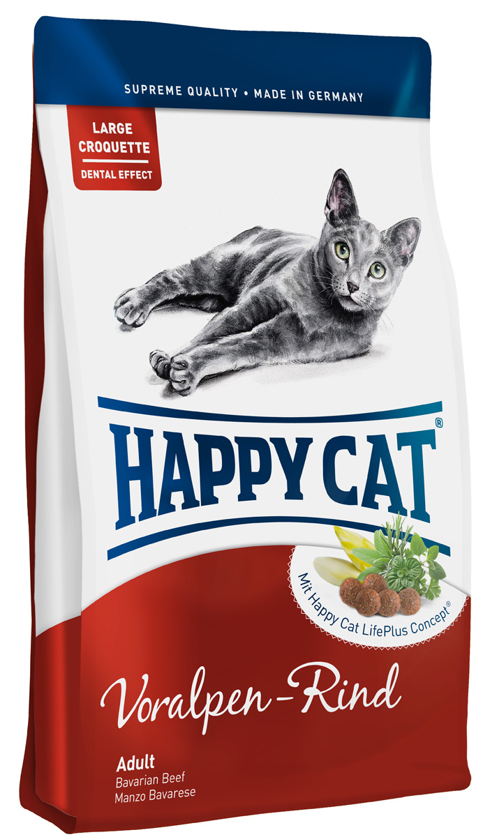 Happy Cat Adult Альпийская говядина, для взрослых кошек с нормальной активностью, 10 кг70040 Happy Cat Adult Альпийская говядина, для взрослых кошек с нормальной активностью, 10 кг70040Happy Cat Adult, альпийская говядина изготовлен без рыбных компонентов, с легко перевариваемыми протеинами говядины и птицы, не дающими лишней нагрузки на пищеварительную систему. Дополненный уникальным Happy Cat LifePlus Concept из активных натуральных ингредиентов, этот корм - эксклюзивный деликатес для взрослых кошек.