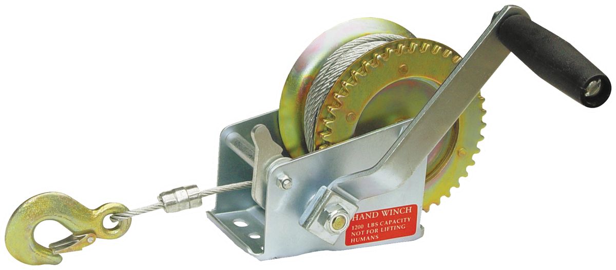 Ручная лебедка Zipower, 545 кг. PM 4239PM 4239 Ручная лебедка Zipower, 545 кг. PM 4239PM 4239Лебедка предназначена для перемещения грузов в горизонтальном положении весом до 0,5 тонны. Позволяет самостоятельно вытащить застрявший автомобиль.Шестеренчатая лебедка имеет прочный стальной корпус и стальной шестеренчатый механизм, который приводится в движение вращением ручки. Тяговое усилие: 545 кг. Длина троса: 10 м.