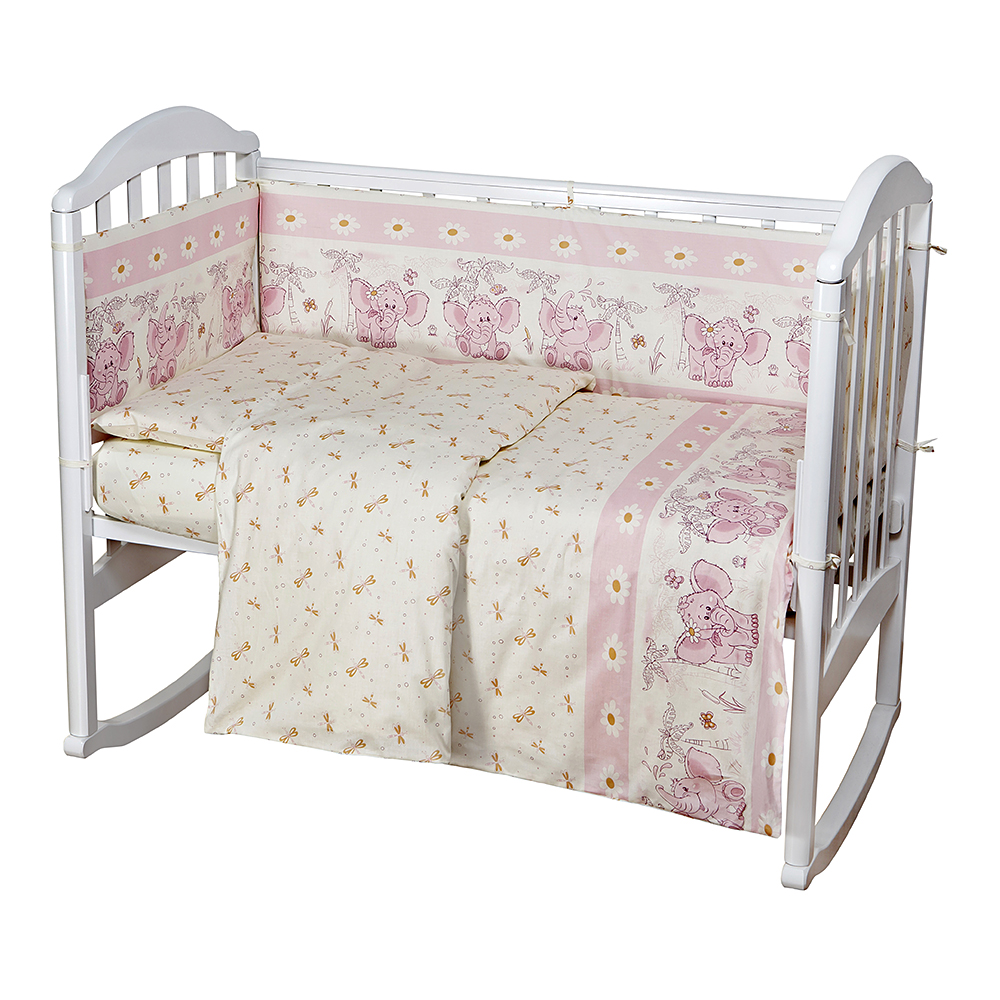 Baby Nice Комплект белья для новорожденных Слоненок цвет розовыйC0151-01 Baby Nice Комплект белья для новорожденных Слоненок цвет розовыйC0151-01Постельное бельё, сшито из качественной бязи импортного производства.Бельё не деформируется, цвет не выстирывается. наволочка 40х60, пододеяльник 112х147,простынь на резинке для матраса 60х120.