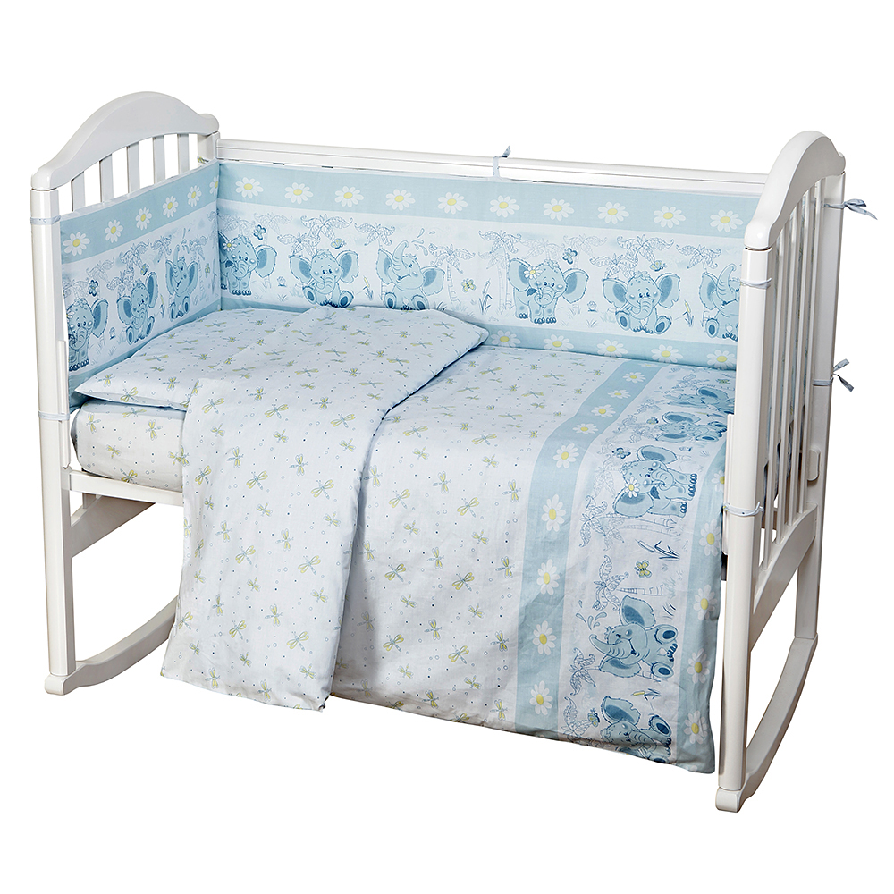 Baby Nice Комплект белья для новорожденных Слоненок цвет голубойC0151-01 Baby Nice Комплект белья для новорожденных Слоненок цвет голубойC0151-01Постельное бельё, сшито из качественной бязи импортного производства.Бельё не деформируется, цвет не выстирывается. наволочка 40х60, пододеяльник 112х147,простынь на резинке для матраса 60х120.