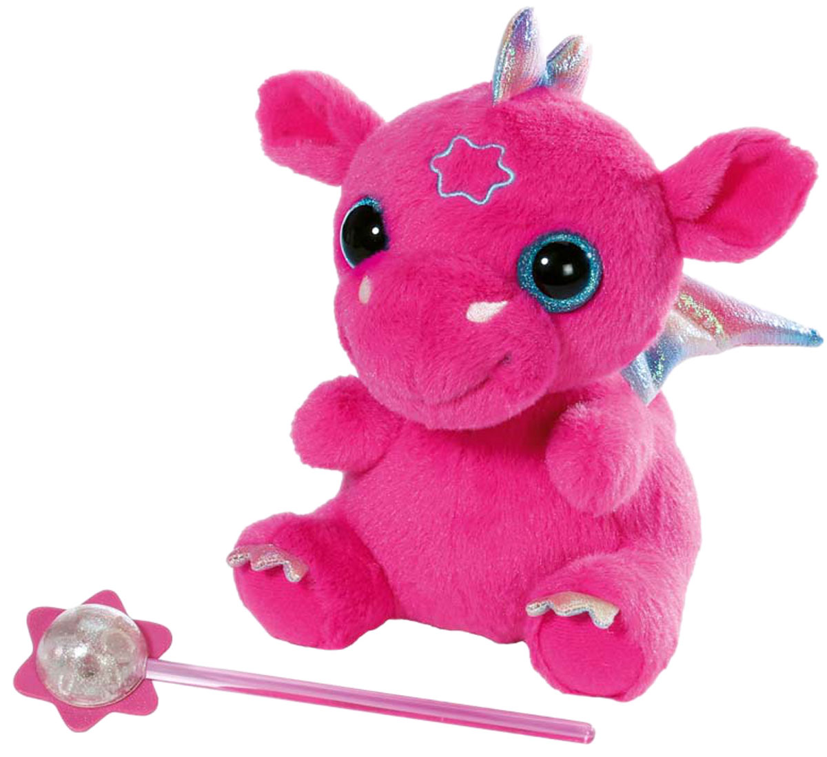 Baby Born Интерактивная игрушка Дракон822-418 Baby Born Интерактивная игрушка Дракон822-418Оригинальная интерактивная игрушка Baby Born Дракон обязательно понравится вашей дочурке. Плюшевый дракон с радужными крылышками выглядит поистине сказочно, а если дотронуться до его лба волшебной палочкой из комплекта, он издаст мелодичное урчание. Выполнена игрушка из безопасных гипоаллергенных материалов. Такой дракончик станет замечательным другом для вашей малышки. Рекомендуется докупить 3 батарейки типа LR44 (товар комплектуется демонстрационными).
