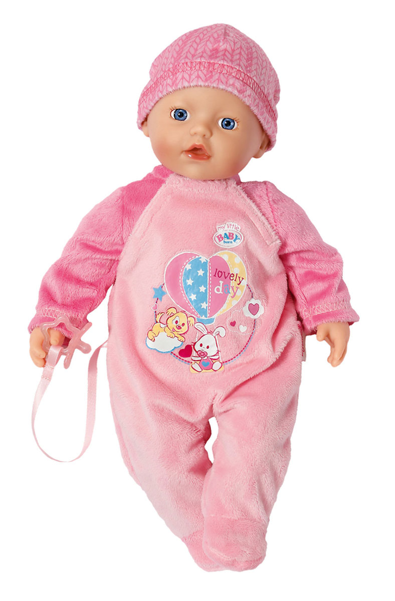 Baby Born Пупс в розовом костюме822-524 Baby Born Пупс в розовом костюме822-524Пупс Baby Born порадует вашу малышку и доставит ей много удовольствия от часов, посвященных игре с ним. Пупс с голубыми глазками имеет мягконабивное туловище и выглядит как настоящий ребенок. Он одет в розовый ворсистый костюм, оформленный яркой аппликацией и розовую шапочку. Голова, ручки и ножки пупса подвижны. В комплект с пупсом входит пустышка на текстильной ленточке, прикрепленной к комбинезону. Пупс Baby Born разовьет в вашей малышке чувство ответственности и заботы. Порадуйте свою принцессу таким великолепным подарком!
