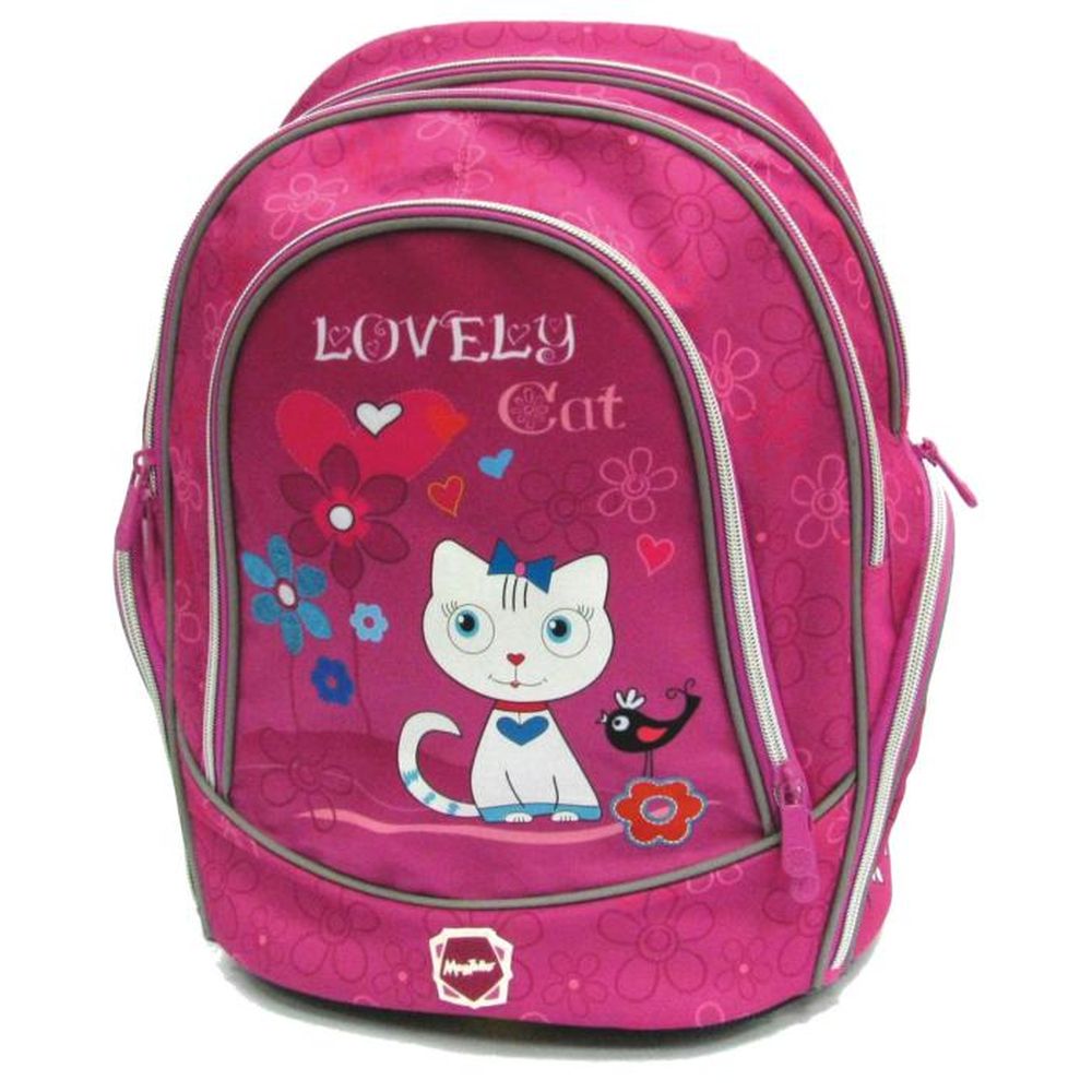 MagTaller Школьный ранец Cosmo ll Lovely Cat20215-26 MagTaller Школьный ранец Cosmo ll Lovely Cat20215-26Рюкзак Cosmo II. Размер 36*29*18 см. Вес 850грамм. Материал полиэстер. Эргономичная спинка и дно спинка рюкзака дополнительно усилена рамкой из алюминия, повторяющей естественный изгиб позвоночника. Дно из PVC и ножки из прочного пластика надежно защищает содержимое ранца от воды и грязи. Уплотненные лямки уменьшают нагрузку на плечи ребенка. Фиксаторы лямок позволяют закрепить концы лямок при помощи пластиковых крючков. Светоотражающие элементы на передней части, лямках и боках. Органайзер предназначен для хранения ключей, мобильного телефона пишущих принадлежностей и других мелочей. светоотражающие элементы спереди, сбоку, на плечевых лямках;спинка рюкзака дополнительно усилена рамкой из алюминия повторяющей естественный изгиб позвоночника;лямки, регулируемые по высоте и длине, позволяют удобно расположить рюкзак на спине;дно из PVC и ножки из прочного пластика надежно защищает содержимое рюкзака от воды и грязи два внутренних отделения с органайзером;передний и два...