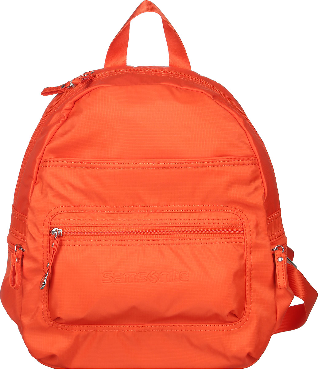 Рюкзак женский Samsonite, цвет: оранжевый. 5H3*960245H3*96024 Рюкзак женский Samsonite, цвет: оранжевый. 5H3*960245H3*96024Стильный женский рюкзак Samsonite выполнен из полиамида. Изделие имеет одно основное отделение, закрывающееся на застежку-молнию. Внутри находятся прорезной карман на застежке-молнии, текстильный ремешок с карабином для ключей и два накладных открытых кармана. Снаружи, на передней стенке расположены два нашивных кармана на застежках-молниях. По бокам предусмотрены дополнительные кармашки на застежках-молниях. Модель оснащена регулируемыми лямками и удобной ручкой для переноски в руках. Стильный рюкзак позволит вам завершить образ и подчеркнет ваше отменное чувство стиля.