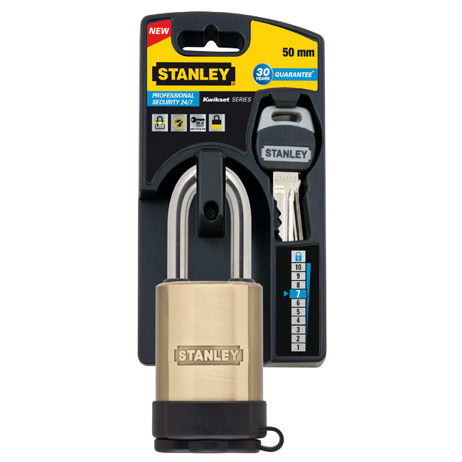 Замок Stanley латунный, защита 24/7, 50 мм. S742-002S742-002 Замок Stanley латунный, защита 24/7, 50 мм. S742-002S742-002Профессиоанльные замки 24/7