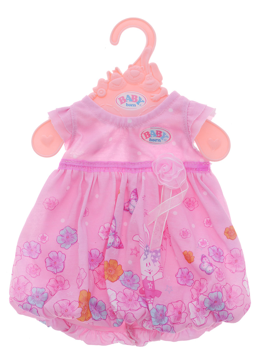 Baby Born Одежда для кукол Платье цвет розовый822-111 Baby Born Одежда для кукол Платье цвет розовый822-111Одежда для куклы Платье подходит ко всем куклам серии Baby Born высотой 43 см. Очаровательное легкое платьице с оборками выполнено из высококачественного текстиля, гипоаллергенного и полностью безопасного для здоровья ребенка. Все девочки очень любят переодевать своих кукол, создавая новые образы, а с наборами одежды Baby Born образы можно менять хоть каждый день.