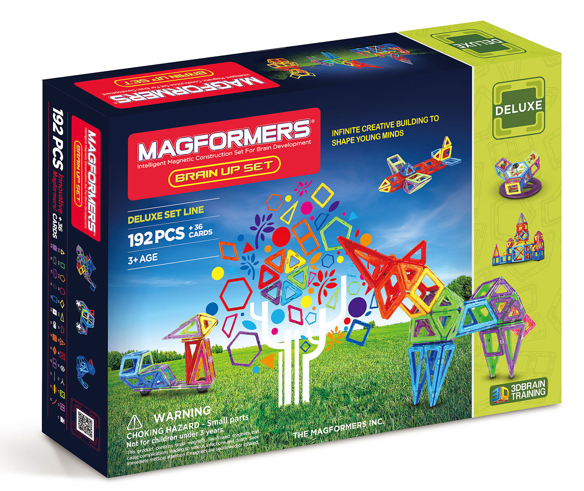 Magformers Магнитный конструктор Brain Up Set63083 Magformers Магнитный конструктор Brain Up Set63083Magformers Brain Up, по сути, уникален. Приобретя его, вам останется только окунуться в мир фантазии и великих приключений. Набор-мечта! Набор Magformers Brain Up Set содержит 228 элементов. Здесь вы найдёте 192 детали и 36 бонусов в виде вставок в квадраты. Magformers Brain up соединил в себе по-крайней мере 5 других наборов - это и XL Cruisers Машины, который позволит вам делать различные виды машин - от самых простых до затейливых и необычных. И XL Cruisers Строители - с ним мир строительной техники и дорожных служб будет для Вас открыт. Также вы найдете здесь элементы из XL Cruisers Службы Спасения, а это значит, что ваш ребенок сможет строить различную спасательную технику и чувствовать себя настоящим героем. А с Magformers Карнавал вам откроется мир волшебства, каруселей, праздника и магических фигур, ну а Super Magformers 30 подойдет для возведения супер башен, громадных домов и прочего. Такой подарок обрадует своей многосторонностью абсолютно любого...