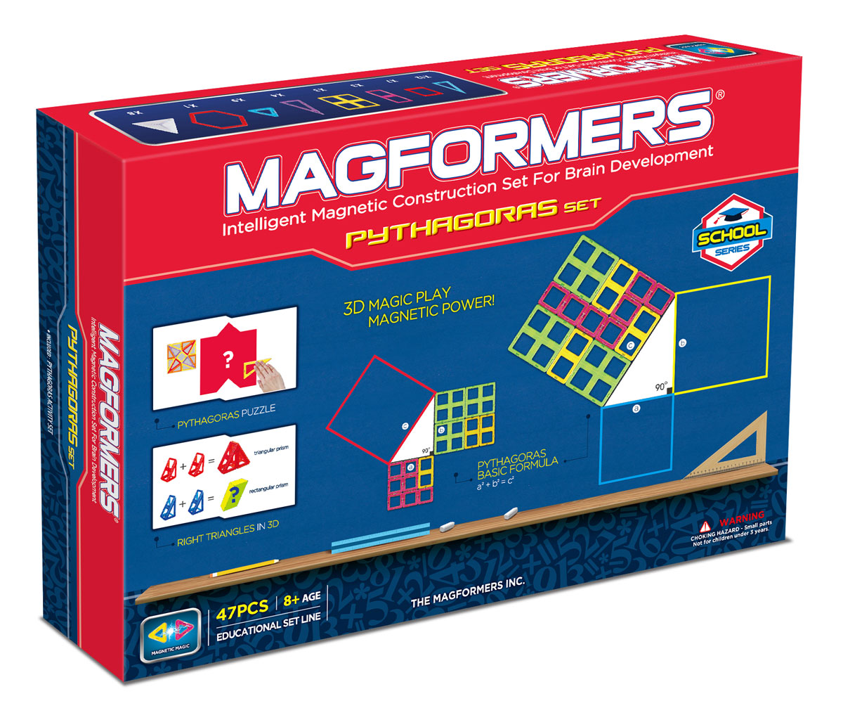 Magformers Магнитный конструктор Пифагор63113 Magformers Магнитный конструктор Пифагор63113Радость для юных математиков и их родителей! На рынке появился новый набор — Magformers Pythagoras Set, или же Magformers Пифагор — уникальная возможность совместить игру с обучением. В этом наборе вы найдёте все самые важные геометрические формы: разнообразные треугольники, квадраты, прямоугольники, шестиугольник и даже пирамиды. Помимо магнитных элементов в набор включены 11 плотных листов формата А1, А2, А4 с различными интересными заданиями-головоломками по геометрии. Производителем заявлена возрастная категория 8+, но это вовсе не потому, что набор содержит мелкие детали или же может быть каким-то образом опасен для малышей — вовсе нет. Это сделано только из-за присутствия в наборе математических заданий, которые просто не по силам детям младшего возраста. То есть, приобретая этот многогранный набор старшим, можно абсолютно не бояться за младших братиков и сестричек! И ещё один плюс Magformers Пифагор — это его коробка. Во-первых, красивая,...