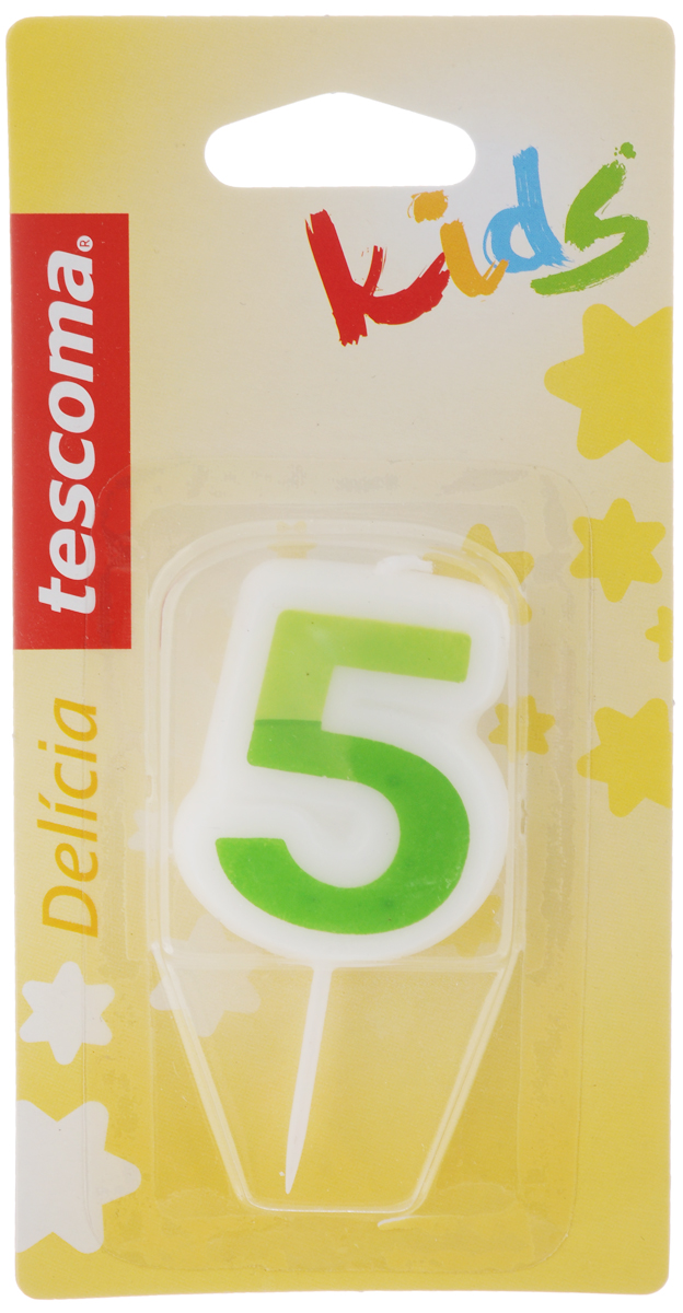 Свеча для торта Tescoma Delicia Kids, пятерка, цвет: белый, зеленый630975_зеленый Свеча для торта Tescoma Delicia Kids, пятерка, цвет: белый, зеленый630975_зеленыйСвеча для торта Tescoma Delicia Kids изготовлена из высококачественного парафина, фитиль - натуральное волокно. Это отличное решение для декорирования торта к празднику. Ее можно комбинировать с другими цифрами. Изделие хорошо и долго горит. С этой свечой ваш праздник станет еще удивительнее и веселее. Высота свечи (без учета иглы): 4,5 см.