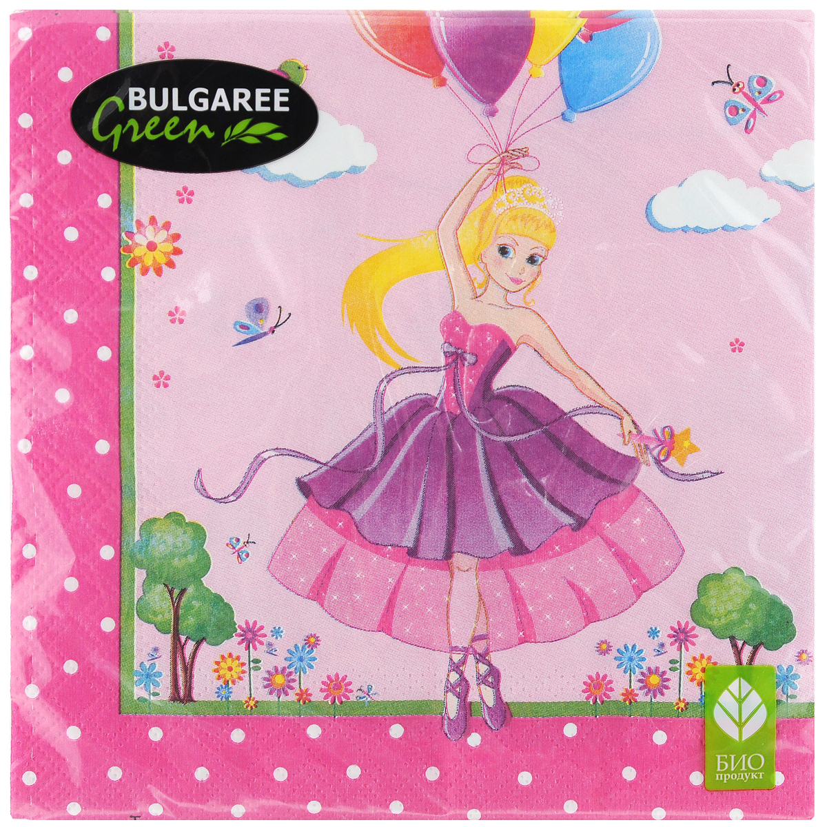 Салфетки бумажные Bulgaree Green Принцесса, трехслойные, 33 х 33 см, 20 шт1002160 Салфетки бумажные Bulgaree Green Принцесса, трехслойные, 33 х 33 см, 20 шт1002160Декоративные трехслойные салфетки Bulgaree Green Принцесса выполнены из 100% целлюлозы европейского качества и оформлены ярким рисунком. Изделия станут отличным дополнением любого праздничного стола. Они отличаются необычной мягкостью, прочностью и оригинальностью. Размер салфеток в развернутом виде: 33 х 33 см.