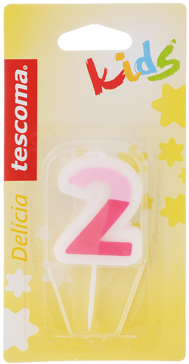 Свеча для торта Tescoma Delicia Kids, двойка, цвет: белый, розовый630972_розовый Свеча для торта Tescoma Delicia Kids, двойка, цвет: белый, розовый630972_розовыйСвеча для торта Tescoma Delicia Kids изготовлена из высококачественного парафина, фитиль - натуральное волокно. Это отличное решение для декорирования торта к празднику. Ее можно комбинировать с другими цифрами. Изделие хорошо и долго горит. С этой свечой ваш праздник станет еще удивительнее и веселее. Высота свечи (без учета иглы): 4,5 см.