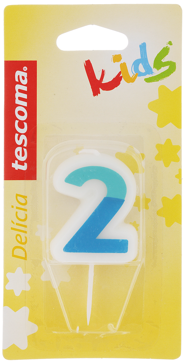 Свеча для торта Tescoma Delicia Kids, двойка, цвет: белый, голубой630972_голубой Свеча для торта Tescoma Delicia Kids, двойка, цвет: белый, голубой630972_голубойСвеча для торта Tescoma Delicia Kids изготовлена из высококачественного парафина, фитиль - натуральное волокно. Это отличное решение для декорирования торта к празднику. Ее можно комбинировать с другими цифрами. Изделие хорошо и долго горит. С этой свечой ваш праздник станет еще удивительнее и веселее. Высота свечи (без учета иглы): 4,5 см.