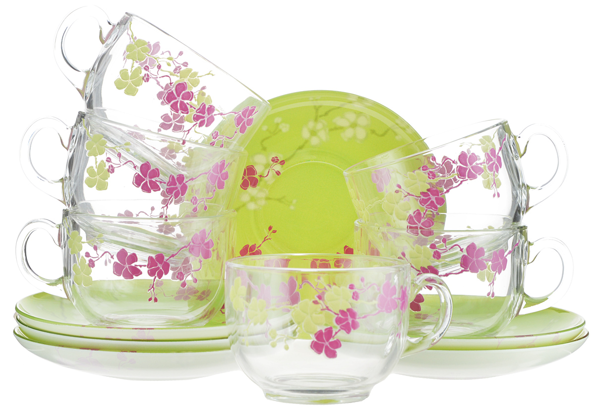Набор чайный Luminarc Kashima Green, 12 предметовH0062 Набор чайный Luminarc Kashima Green, 12 предметовH0062Чайный набор Luminarc Kashima Green состоит из шести чашек и шести блюдец. Предметы набора изготовлены из высококачественного стекла и имеют стильный внешний вид. Чайный набор изысканного утонченного дизайна украсит интерьер кухни. Прекрасно подойдет как для торжественных случаев, так и для ежедневного использования. Объем чашки: 220 мл. Диаметр чашки (по верхнему краю): 8,3 см. Высота стенки чашки: 6,5 см. Диаметр блюдца: 14 см. Высота блюдца: 2 см.